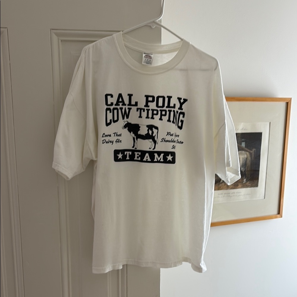 90s vintage Cal Poly Cow Tipping Team T-Shirt - White SLO